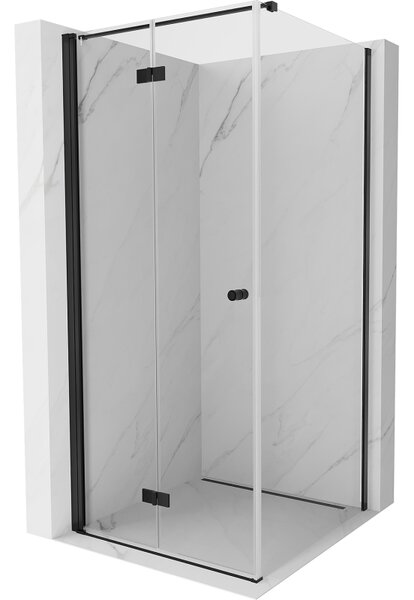 Mexen Mist-F T, 1-křídlý ​​skládací sprchový kout levý 95 x 95 cm, čiré sklo, černý profil, 8A6T-095-095-70-00-L