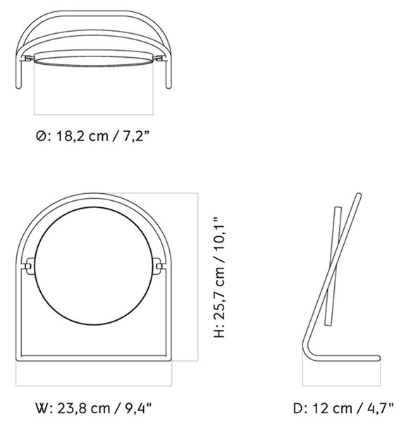 Audo Copenhagen designová zrcadla Nimbus Table Mirror