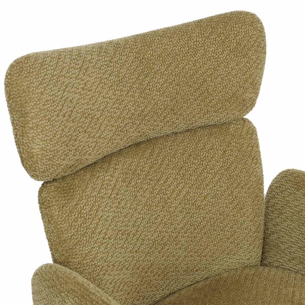 Sada 6 jídelních židlí HWC-N11, židle, otočná, s automatickým návratem do výchozí polohy, potah: tkanina Bouclé, 350 g/m², Öko-Tex, barva: olivová, nohy: imitace dřeva