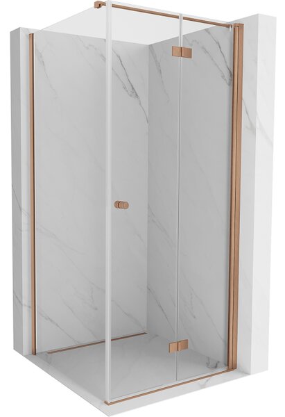 Mexen Mist-F T, 1-křídlý ​​skládací sprchový kout pravý 110 x 110 cm, čiré sklo, měděný matný profil, 8A6T-110-110-65-00-P