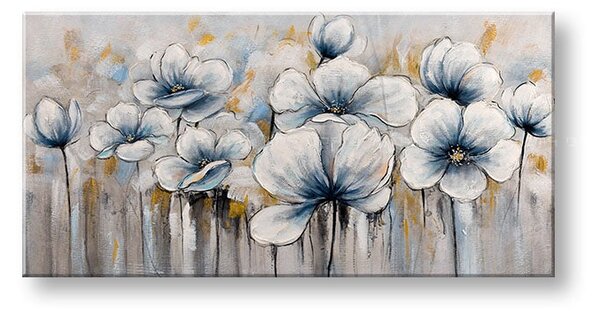 Malovaný obraz na stěnu KVĚTINY 1 díl 100x50 cm - 100×50 cm / Klasický 2 cm