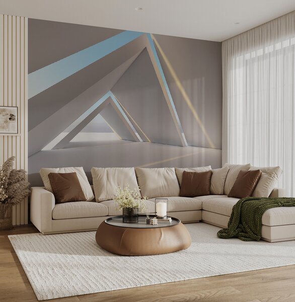Fototapeta Bílá místnost s trojúhelníkovými tvary, 3D fototapety, Populární fototapety, u72279 - Tapeko.co.cz
