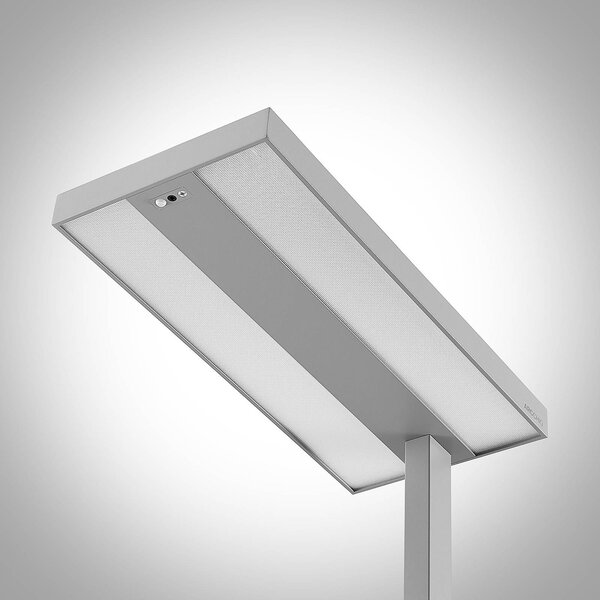 Arcchio LED stojací lampa Logan Pro, stříbrná, senzor, stmívatelné, stmívatelný, Hliník / šedá / zinek, Pracovna / kancelář, Hliník, Moderní