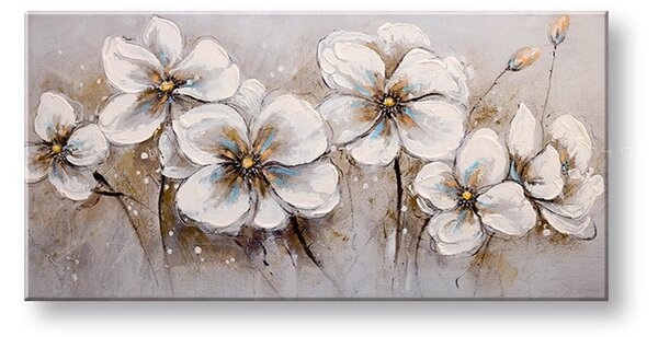 Malovaný obraz na stěnu KVĚTINY 1 díl 100x50 cm - 100×50 cm / Klasický 2 cm