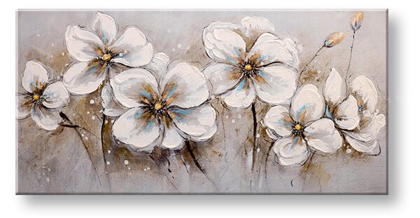 Malovaný obraz na stěnu KVĚTINY 1 díl 100x50 cm - 100×50 cm / Klasický 2 cm