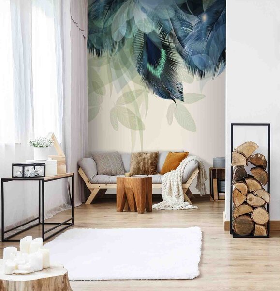 Fototapeta Modré a zelené peří, Designové fototapety na zeď, Populární fototapety, u72316 - Tapeko.co.cz