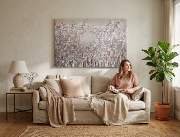 Malovaný obraz na stěnu KVĚTINY 1 díl 90x60 cm - 90×60 cm / Klasický 2 cm