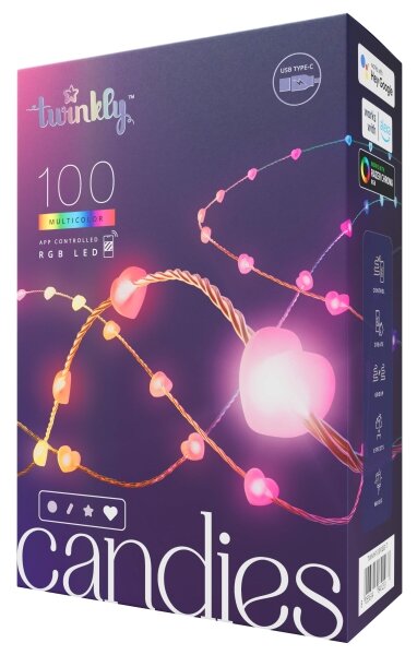 Twinkly TWKH100RGB-T - LED RGB Stmívatelný řetěz 100xLED 8 m USB Wi-Fi