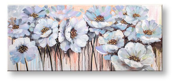 Malovaný obraz na stěnu KVĚTINY 1 díl - 120x50 cm - 120×50 cm / Premium 4 cm