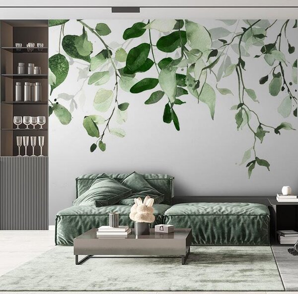 Fototapeta Elegantní design zelených listů na pozadí, Fototapety s listy, Populární fototapety, u72397 - Tapeko.co.cz
