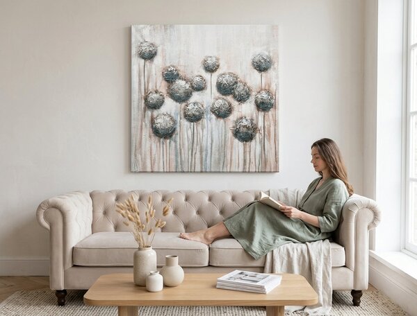Malovaný obraz na stěnu KVĚTINY 1 díl - 70x70 cm - 70×70 cm / Klasický 2 cm