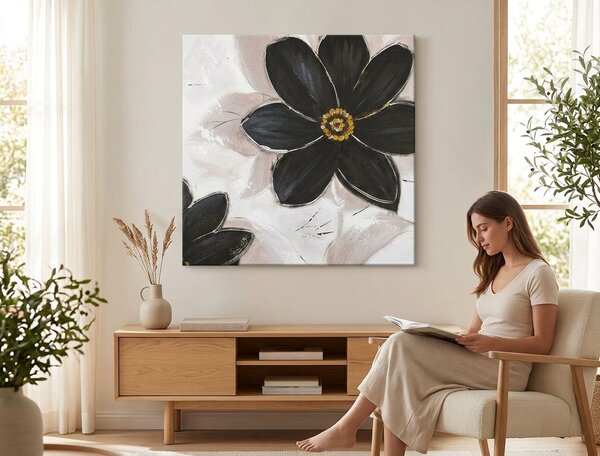 Malovaný obraz na stěnu KVĚTINY 1 díl - 70x70 cm - 70×70 cm / Klasický 2 cm