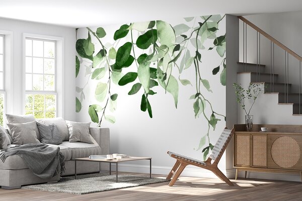 Fototapeta Elegantní design zelených listů na pozadí, Fototapety s listy, Populární fototapety, u72397 - Tapeko.co.cz