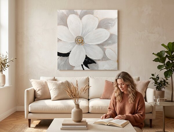 Malovaný obraz na stěnu KVĚTINY 1 díl - 70x70 cm - 70×70 cm / Klasický 2 cm