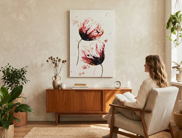 Malovaný obraz na stěnu KVĚTINY 1 díl - 60x90 cm - 60×90 cm / Klasický 2 cm