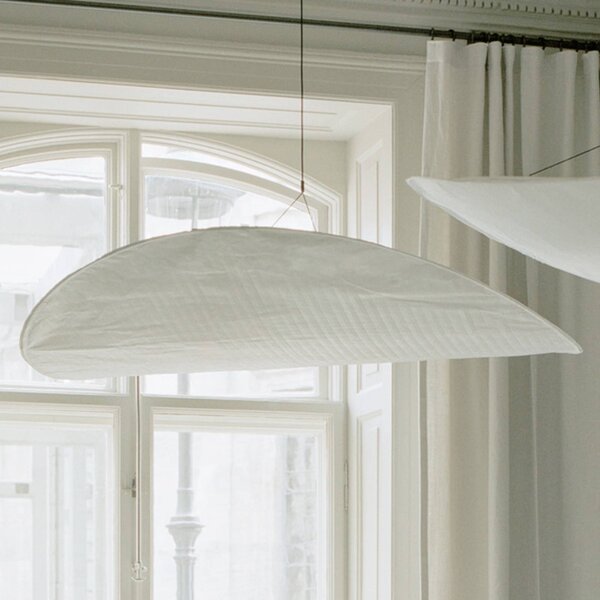 New Works Závěsné světlo LED Tense, Ø 120 cm, bílé, stmívatelný, Bílá / opál, Kuchyň, Plast, Design