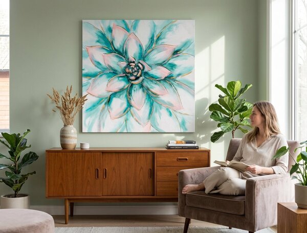 Malovaný obraz na stěnu KVĚTINY 1 díl - 70x70 cm - 70×70 cm / Klasický 2 cm