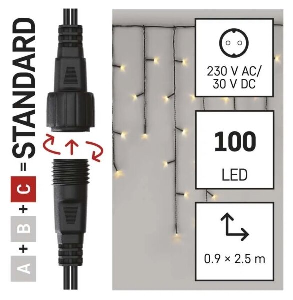 LED Venkovní řetěz 100xLED/2,5x0,9m IP44 teplá bílá