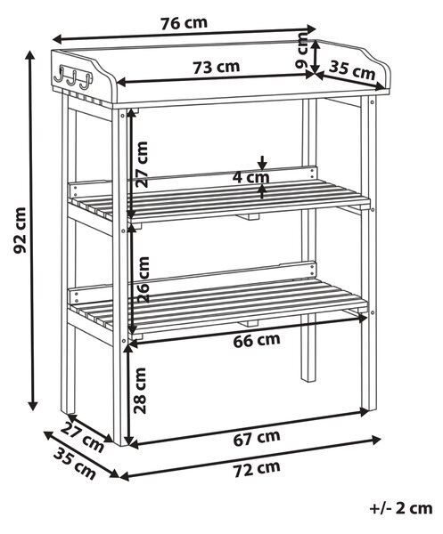 Přesazovací stolek ROSAZZA Borovicové dřevo 92 cm 76 cm Světle hnědá