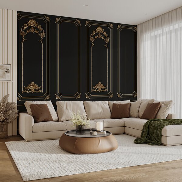 Fototapeta Elegantní černé panely s ozdobnými akcenty, Designové fototapety na zeď, Populární fototapety, u72623 - Tapeko.co.cz