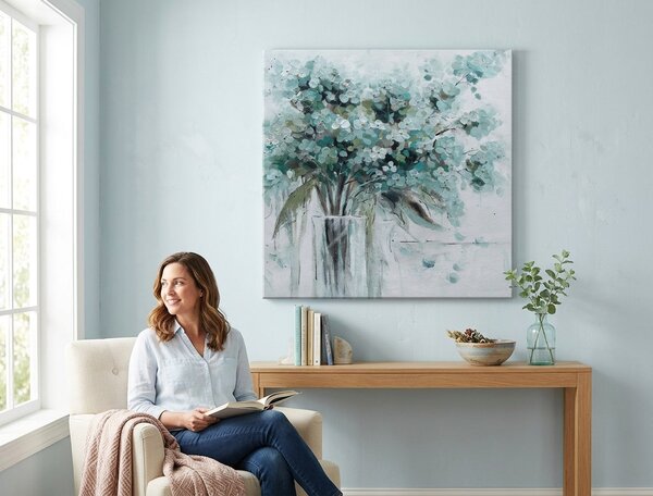Malovaný obraz na stěnu KV��TINY VE VÁZE 1dílný 70x70 cm - 70×70 cm / Klasický 2 cm