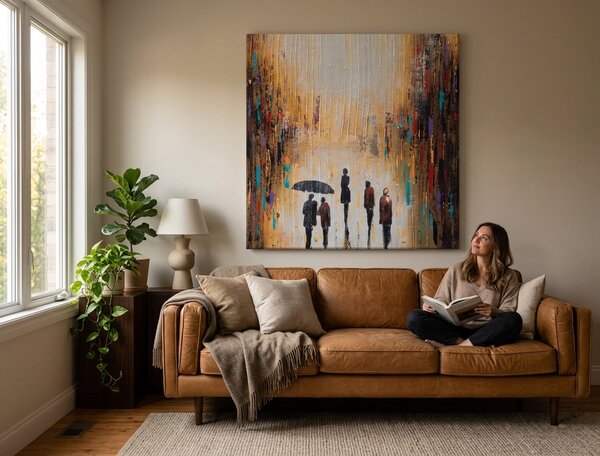 Malovaný obraz na stěnu LIDÉ 1 díl 70x70 cm - 70×70 cm / Klasický 2 cm