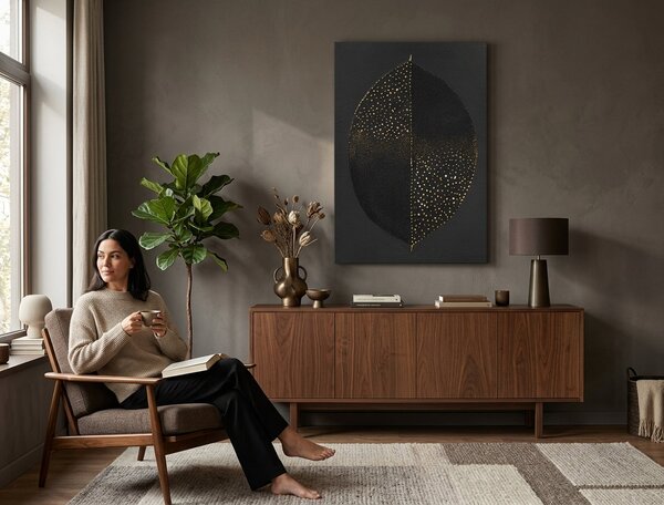 Malovaný obraz na stěnu LIST 1 díl 60x90 cm - 60×90 cm / Klasický 2 cm