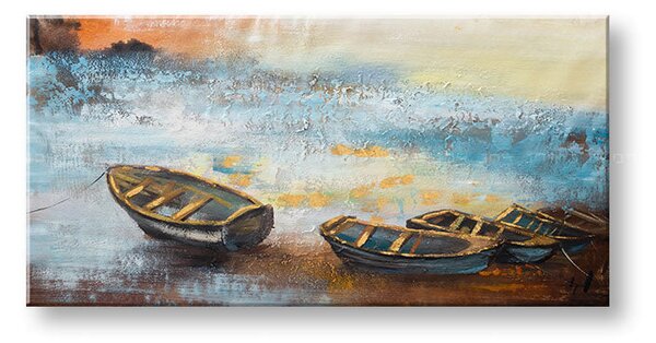 Malovaný obraz na stěnu LODĚ 1 díl 100x50 cm - 100×50 cm / Klasický 2 cm