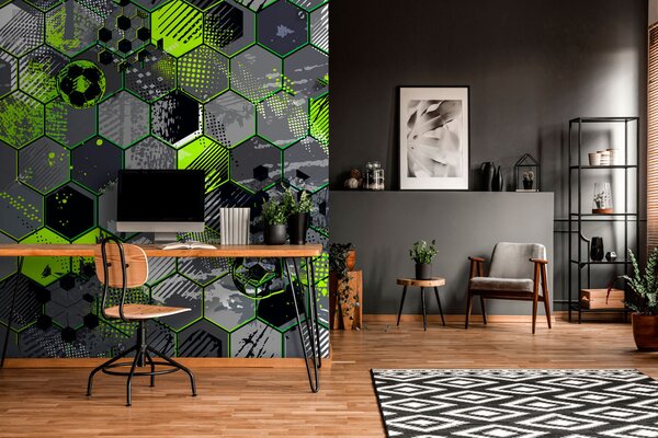 Fototapeta Vzor šestiúhelníků a fotbalových míčů, Designové fototapety na zeď, Populární fototapety, u72779 - Tapeko.co.cz