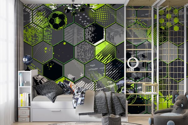Fototapeta Vzor šestiúhelníků a fotbalových míčů, Designové fototapety na zeď, Populární fototapety, u72779 - Tapeko.co.cz