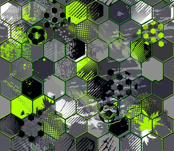 Fototapeta Vzor šestiúhelníků a fotbalových míčů, Designové fototapety na zeď, Populární fototapety, u72779 - Tapeko.co.cz