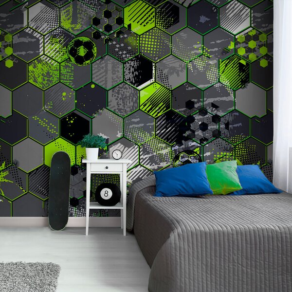 Fototapeta Vzor šestiúhelníků a fotbalových míčů, Designové fototapety na zeď, Populární fototapety, u72779 - Tapeko.co.cz
