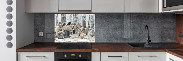 Dekorační panel sklo Vlci a zima pksh-171243935