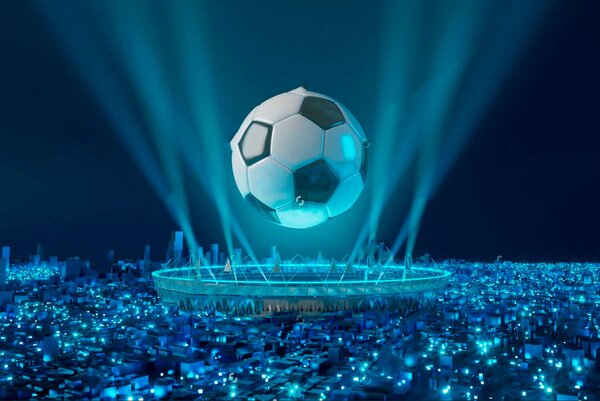 Fototapeta Fotbalový míč nad stadionem, Dětské fototapety, Populární fototapety, u72793 - Tapeko.co.cz