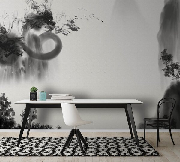 Fototapeta Černobílý obrázek draka, Designové fototapety na zeď, Populární fototapety, u72980 - Tapeko.co.cz