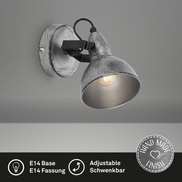Briloner 2049-014 - Nástěnné bodové svítidlo RETRO 1xE14/40W/230V šedá