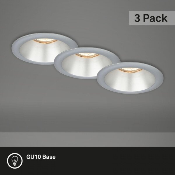 Briloner 7042-034-SADA 3x Koupelnové podhledové svítidlo 1xGU10/9W/230V stříbrná