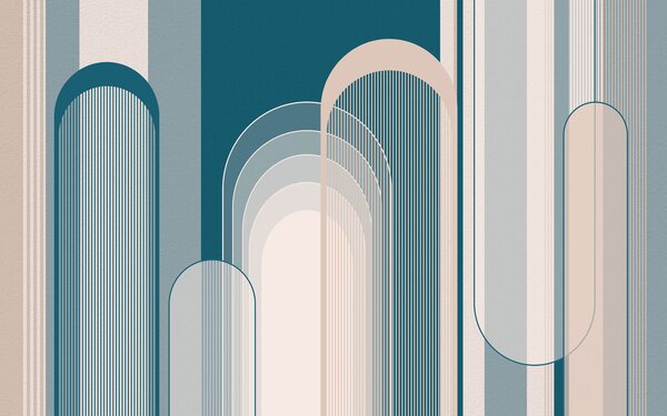 Fototapeta Modrobílý vzor ve stylu art deco, Designové fototapety na zeď, Populární fototapety, u73099 - Tapeko.co.cz