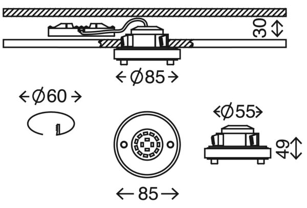 Briloner 7214-012 - LED Koupelnové podhledové svítidlo ATTACH LED/5W/230V IP44