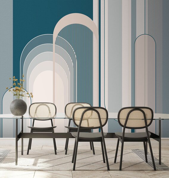 Fototapeta Modrobílý vzor ve stylu art deco, Designové fototapety na zeď, Populární fototapety, u73099 - Tapeko.co.cz