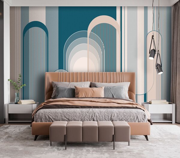 Fototapeta Modrobílý vzor ve stylu art deco, Designové fototapety na zeď, Populární fototapety, u73099 - Tapeko.co.cz