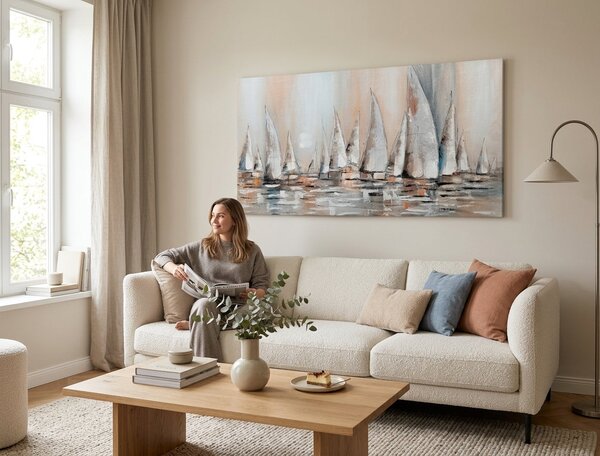 Malovaný obraz na stěnu PLACHETNICE 1 díl 140x70 cm - 140×70 cm / Klasický 2 cm