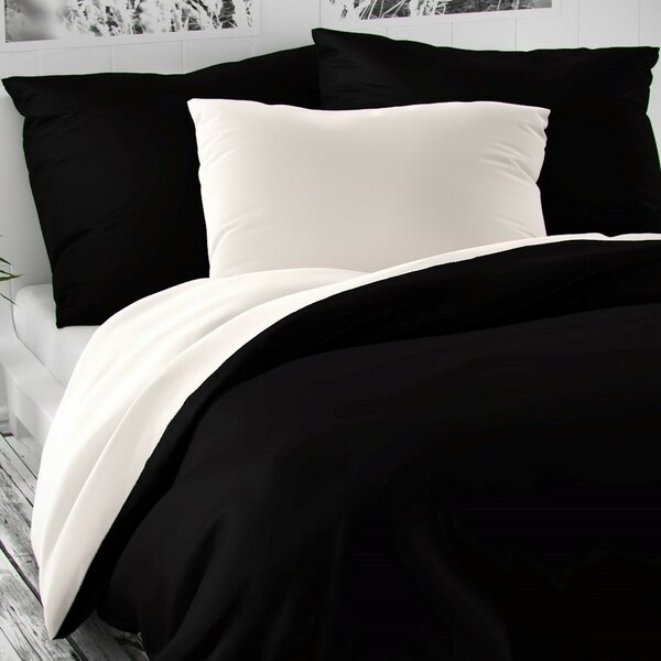 Kvalitex Saténové povlečení Luxury Collection černá / bílá, 140 x 200 cm, 70 x 90 cm