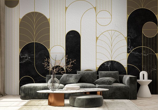 Fototapeta Černobílý design ve stylu art deco, Mramorové fototapety, Populární fototapety, u73101 - Tapeko.co.cz