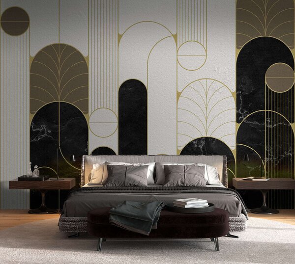 Fototapeta Černobílý design ve stylu art deco, Mramorové fototapety, Populární fototapety, u73101 - Tapeko.co.cz