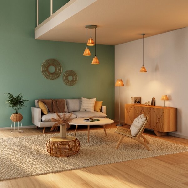 Ledvance - Lustr na lanku DECOR RAFFIA 3xE27/15W/230V rafie