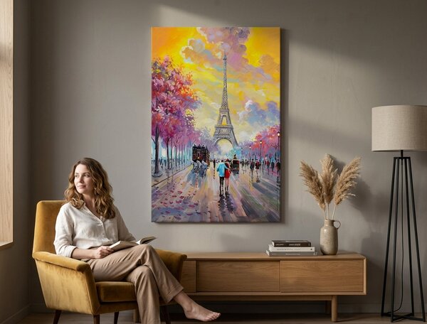 Malovaný obraz na stěnu PROCHÁZKY V PAŘÍŽI 1 díl 60x90 cm - 60×90 cm / Klasický 2 cm