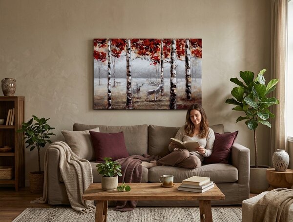 Malovaný obraz na stěnu PROCHÁZKA LESY 1 díl 90x60 cm - 90×60 cm / Klasický 2 cm