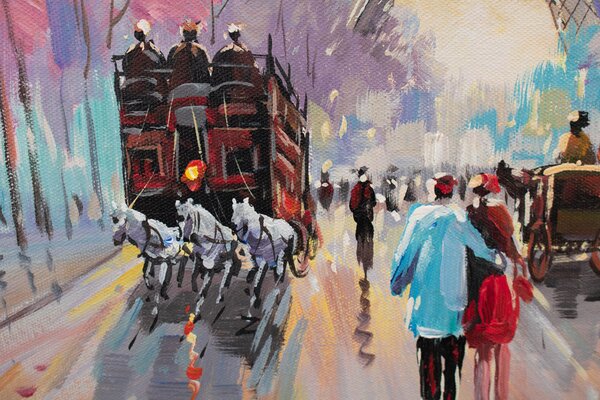 Malovaný obraz na stěnu PROCHÁZKY V PAŘÍŽI 1 díl 60x90 cm - 60×90 cm / Klasický 2 cm
