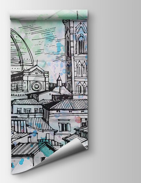 Fototapeta Kresba města, Fototapeta s panoramatem města, Populární fototapety, u73448 - Tapeko.co.cz